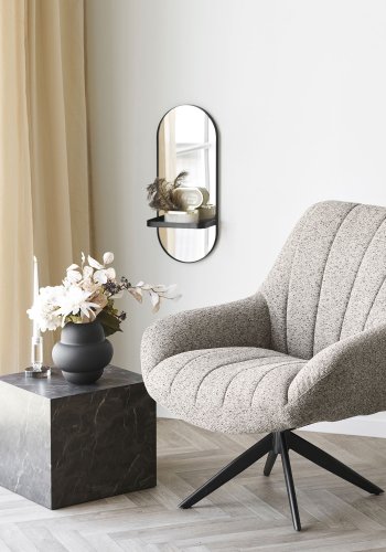 HOUSE NORDIC Grandola snurrstol, med armst&ouml;d - gr� polyester och svart st�l