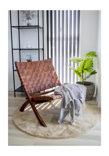 HOUSE NORDIC Perugia foldestol - brun lder og teaktr