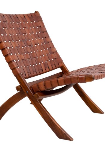 HOUSE NORDIC Perugia foldestol - brun lder og teaktr