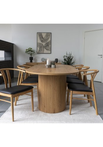 HOUSE NORDIC Spisestuestol, eik med PU-sete, natur/sort