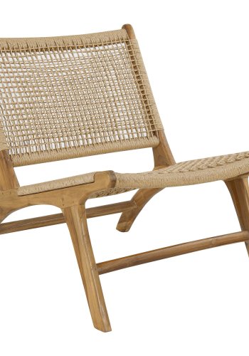 HOUSE NORDIC Derby loungef�t&ouml;lj och fotpall - naturlig PE-rotting och teaktr&auml; (set om 2)