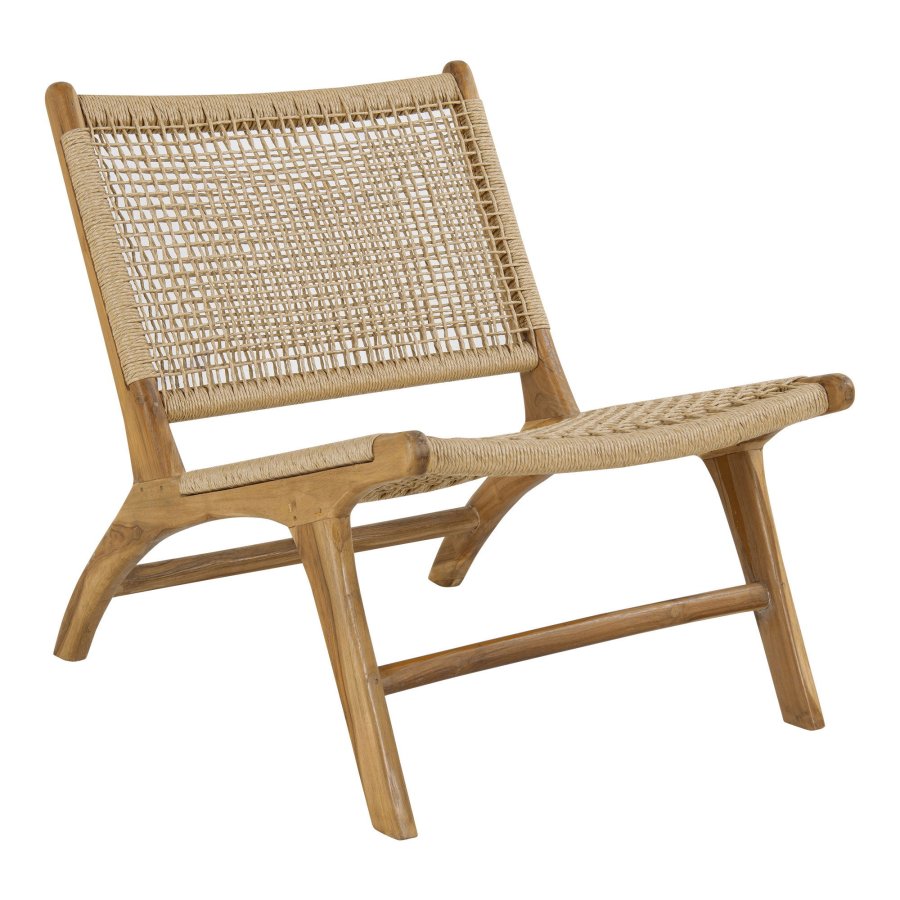 HOUSE NORDIC Derby loungef�t&ouml;lj och fotpall - naturlig PE-rotting och teaktr&auml; (set om 2)