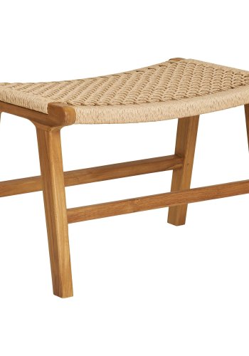 HOUSE NORDIC Derby loungef�t&ouml;lj och fotpall - naturlig PE-rotting och teaktr&auml; (set om 2)