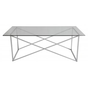 RGE Cross sofabord - glas/sølv glas/metal, rektangulær (120x65)