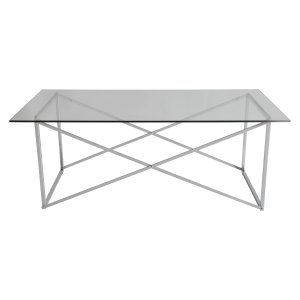 RGE Cross soffbord - glas/silverglas/metall, rektangulärt (120x65)