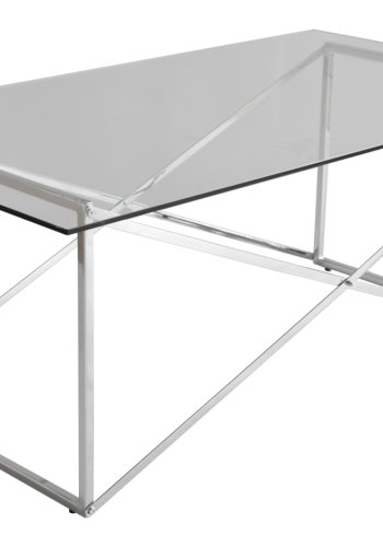 RGE Cross Couchtisch - Glas/Silberglas/Metall, rechteckig (120x65)