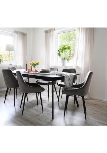 ROWICO Sierra spisestol - gr polyester og sort metall 