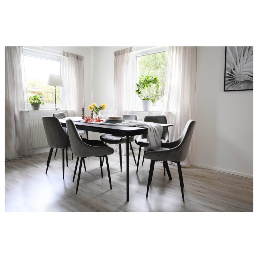 ROWICO Sierra spisestol - gr polyester og sort metall 