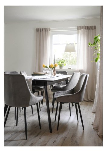 ROWICO Sierra spisestol - gr polyester og sort metall 