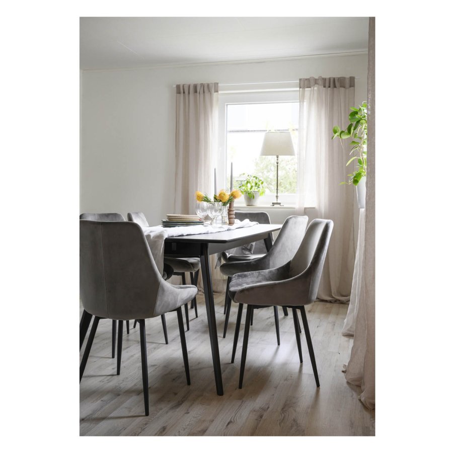 ROWICO Sierra spisestol - gr polyester og sort metall 