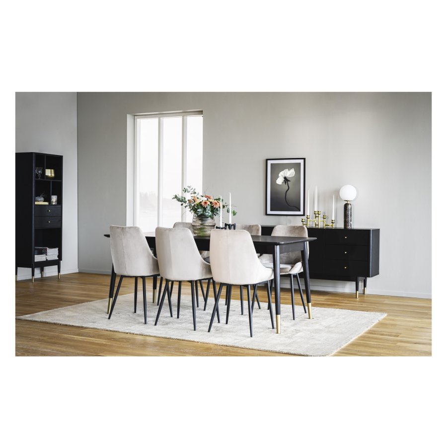 ROWICA Sierra spisebordsstol - beige polyester og sort metal