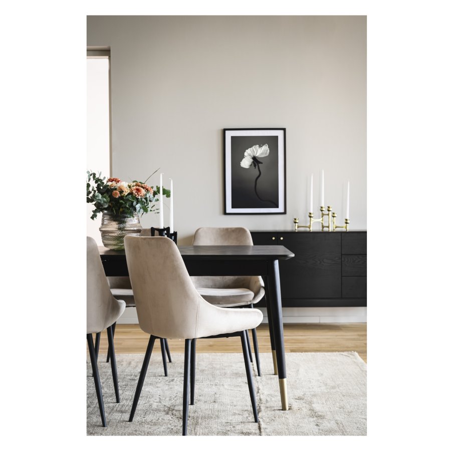 ROWICA Sierra spisebordsstol - beige polyester og sort metal