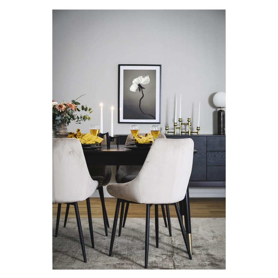 ROWICA Sierra spisebordsstol - beige polyester og sort metal