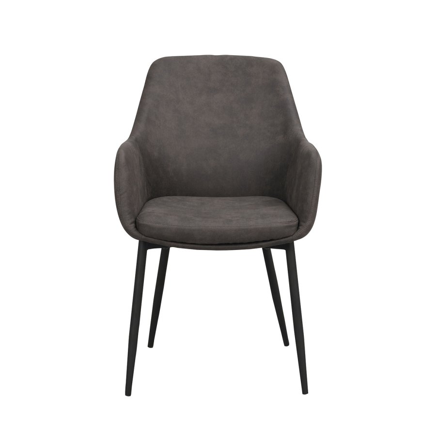 ROWICO Reily loungestol, m. armln - mrkegrt stof og sorte metalben