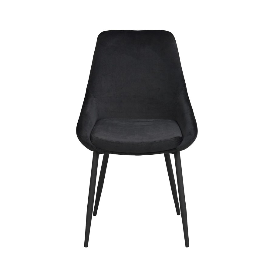 ROWICO Sierra spisestuestol - svart polyester og sort metall