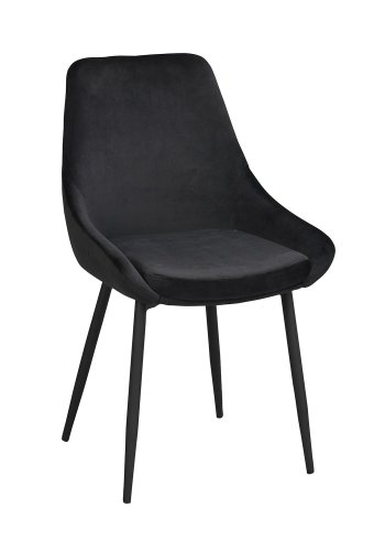 ROWICO Sierra spisestuestol - svart polyester og sort metall