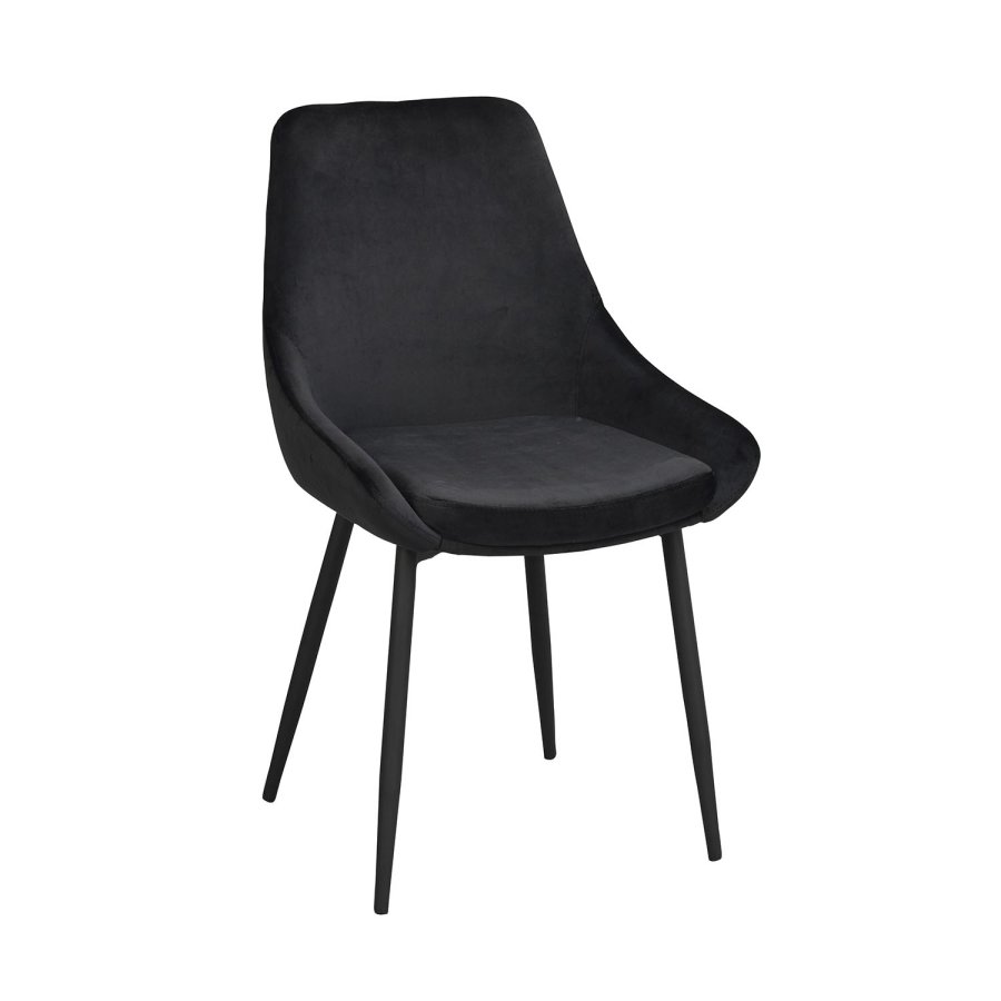ROWICO Sierra spisestuestol - svart polyester og sort metall