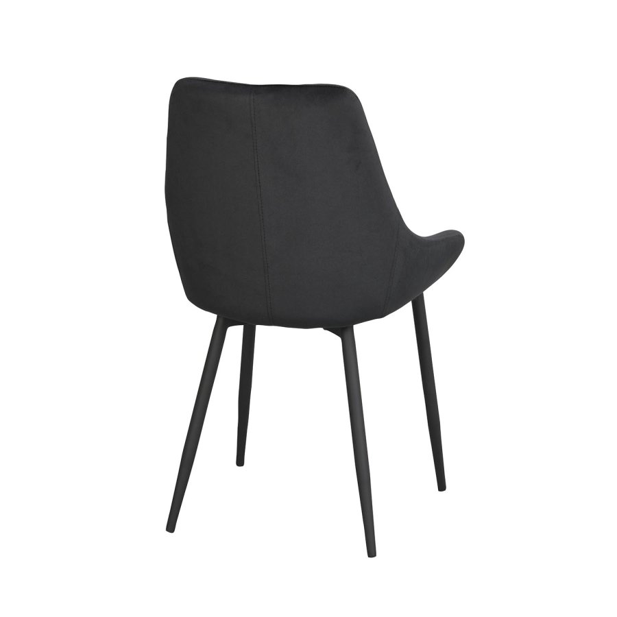 ROWICO Sierra spisestuestol - svart polyester og sort metall
