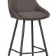 ROWICO Sierra Barhocker, mit Rückenlehne und Fußstütze -  dunkelgraue Mikrofaser und schwarzes Metall
