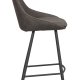 ROWICO Sierra Barhocker, mit Rückenlehne und Fußstütze -  dunkelgraue Mikrofaser und schwarzes Metall