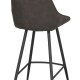 ROWICO Sierra Barhocker, mit Rückenlehne und Fußstütze -  dunkelgraue Mikrofaser und schwarzes Metall
