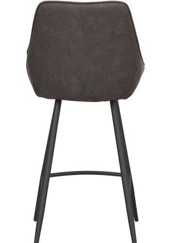 ROWICO Sierra Barhocker, mit Rückenlehne und Fußstütze -  dunkelgraue Mikrofaser und schwarzes Metall