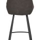 ROWICO Sierra Barhocker, mit Rückenlehne und Fußstütze -  dunkelgraue Mikrofaser und schwarzes Metall