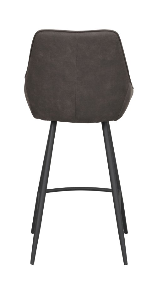 ROWICO Sierra Barhocker, mit Rückenlehne und Fußstütze -  dunkelgraue Mikrofaser und schwarzes Metall