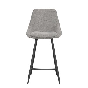 ROWICO Sierra barstol, med ryggstöd och fotstöd - gr polyester och svart metall