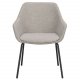 ROWICO Haley Esszimmerstuhl, mit Armlehnen – hellgrauer Stoff und schwarze Metallbeine