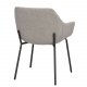 ROWICO Haley Esszimmerstuhl, mit Armlehnen – hellgrauer Stoff und schwarze Metallbeine