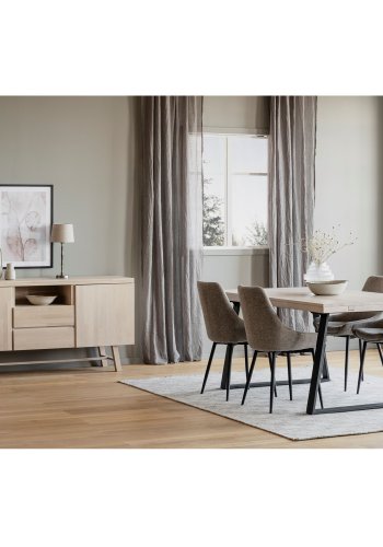 ROWICO Sierra spisebordstol - beige polyester og svart metall