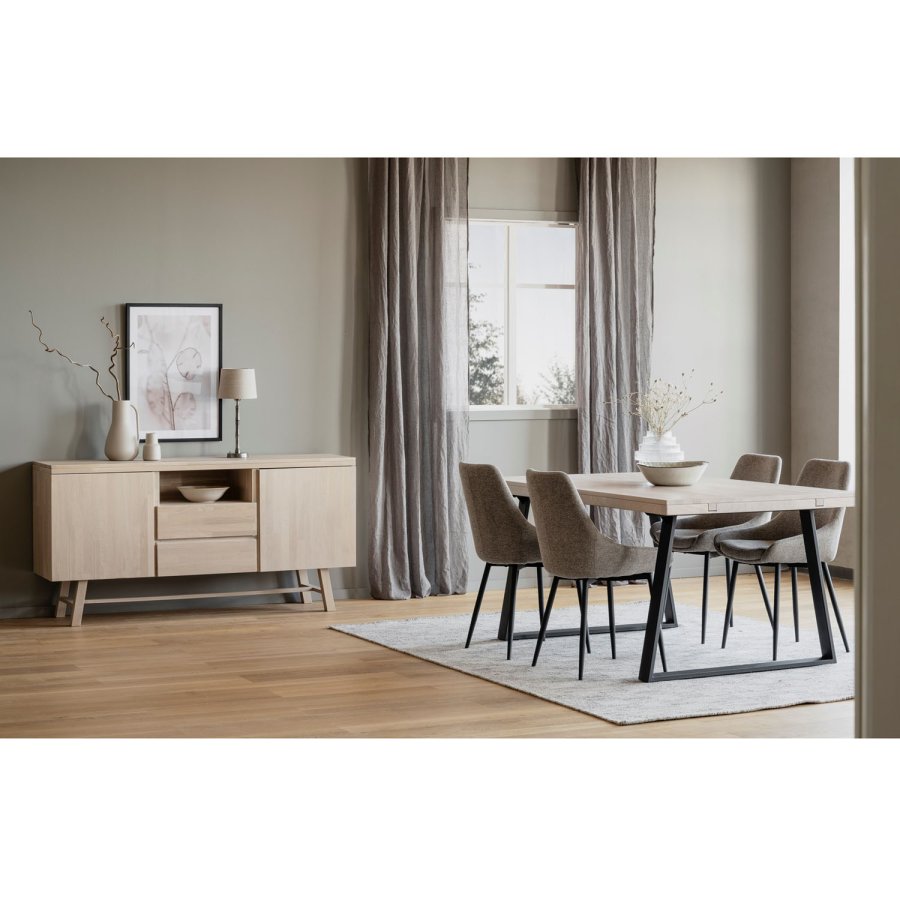 ROWICO Sierra spisebordstol - beige polyester og svart metall