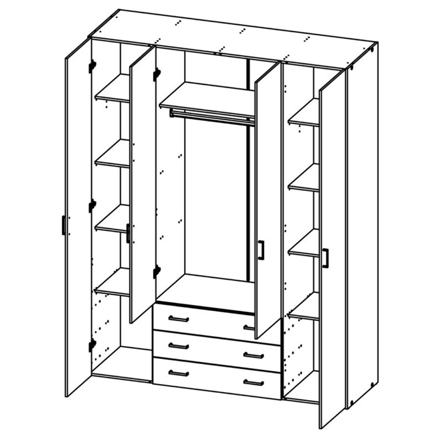 
TVILUM space garderobeskab - egestruktur, med 4 låger og 3 skuffer
