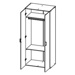 Space garderobeskab - hvid tr, m. 2 lger og 2 hylder