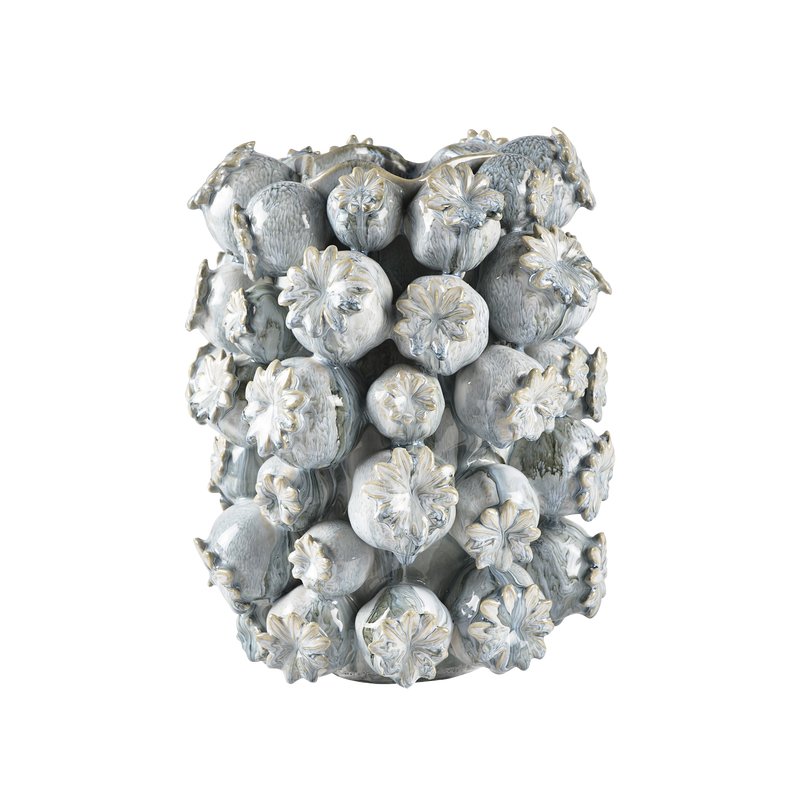 VILLA COLLECTION Elha Vase/Beh&auml;lter, rund &ndash; balladblaues Steingut (H:29,5)