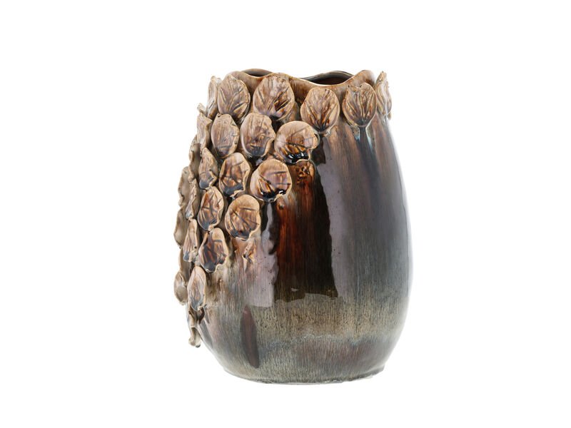 VILLA COLLECTION Aug vase/skjuler, rund - major brun stentj (25)