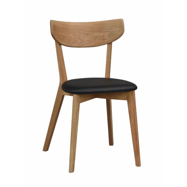 Ami spisebordsstol lakeret eg og sort PU lder