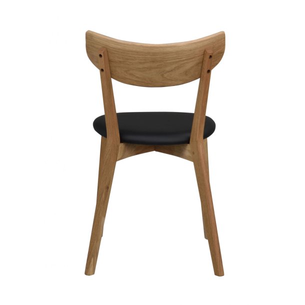 Ami spisebordsstol lakeret eg og sort PU lder