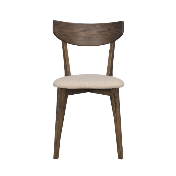 Ami Spisebordsstol - Beige Stof og Brun Eg