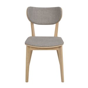 ROWICO Kato spisebordsstol - lysegr stof og hvidvasket egetr