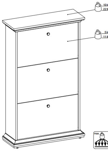 
TVILUM Paris skoskab - hvidt træ, med 3 skuffer
