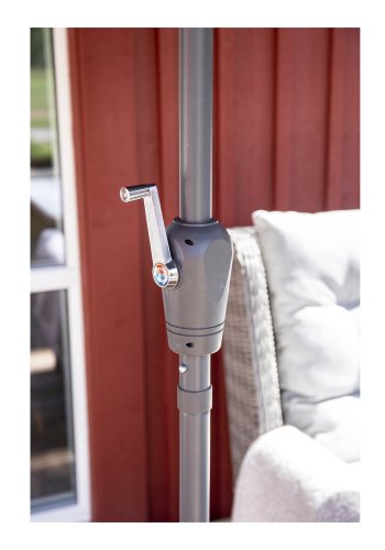 VENTURE DESIGN Leeds parasoll 3m - gr aluminium og svart stoff