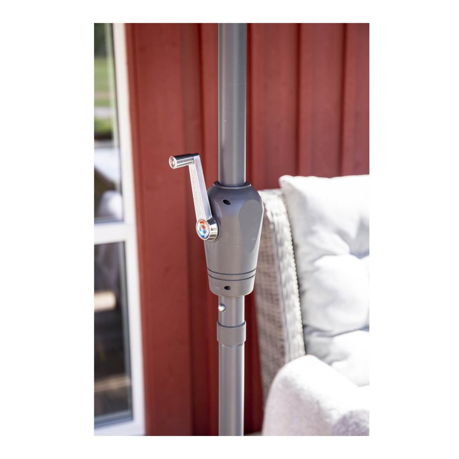 VENTURE DESIGN Leeds parasoll 3m - gr aluminium og svart stoff