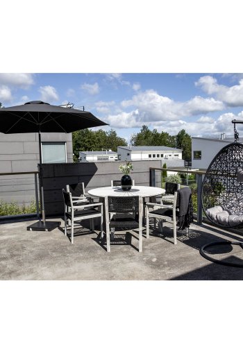 VENTURE DESIGN Leeds parasoll 3m - gr aluminium og svart stoff