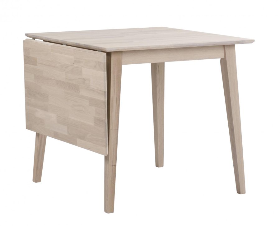 ROWICO Filippa spisebord - hvidolieret eg m. klap (80x80+45) 