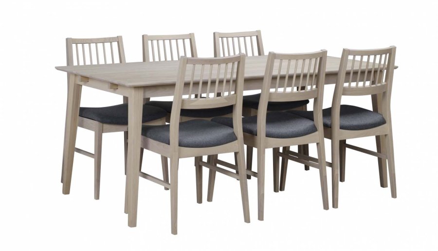 ROWICO Filippa spisebord - hvidolieret eg, m. udtrk (180x90) 