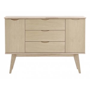 ROWICO Filippa Skänk, med 2 Luckor och 3 Ldor - Vitoljad Ekfanér och Ek