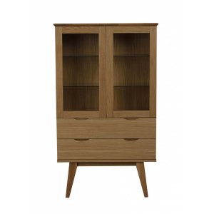 ROWICO Filippa vitrinskp - oljad ek, med 2 glasdrrar och 2 ldor