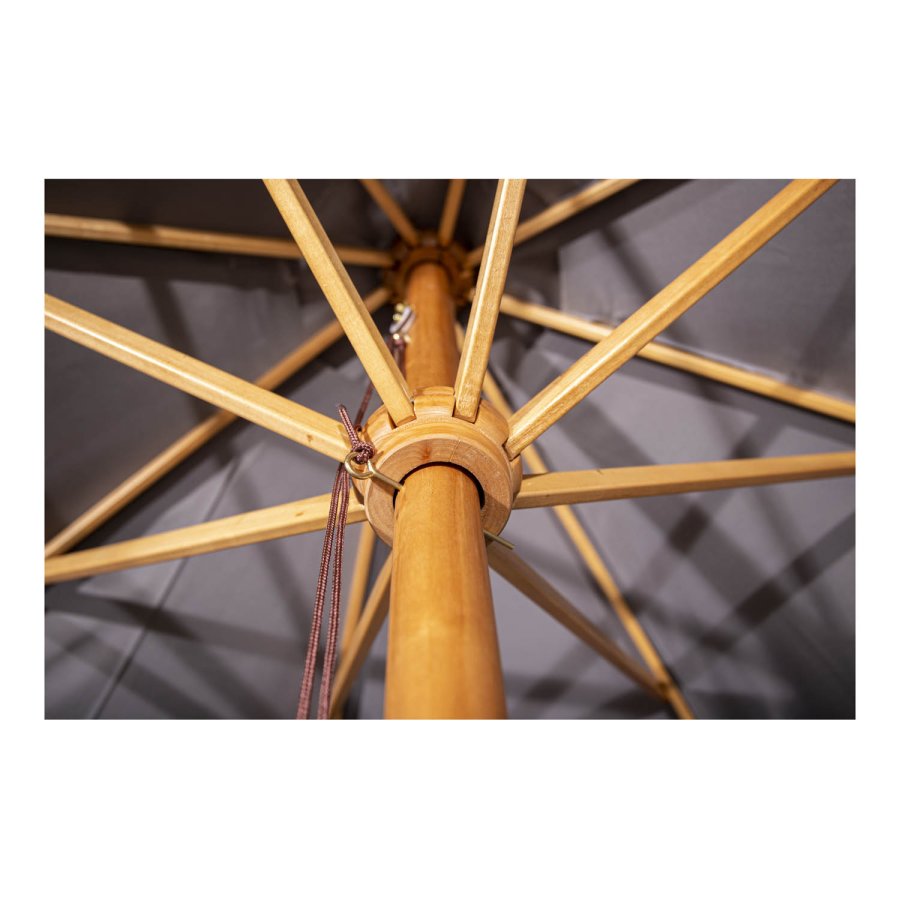 VENTURE DESIGN Naxos Sonnenschirm 3 m – Naturholz und schwarzes Polyester 